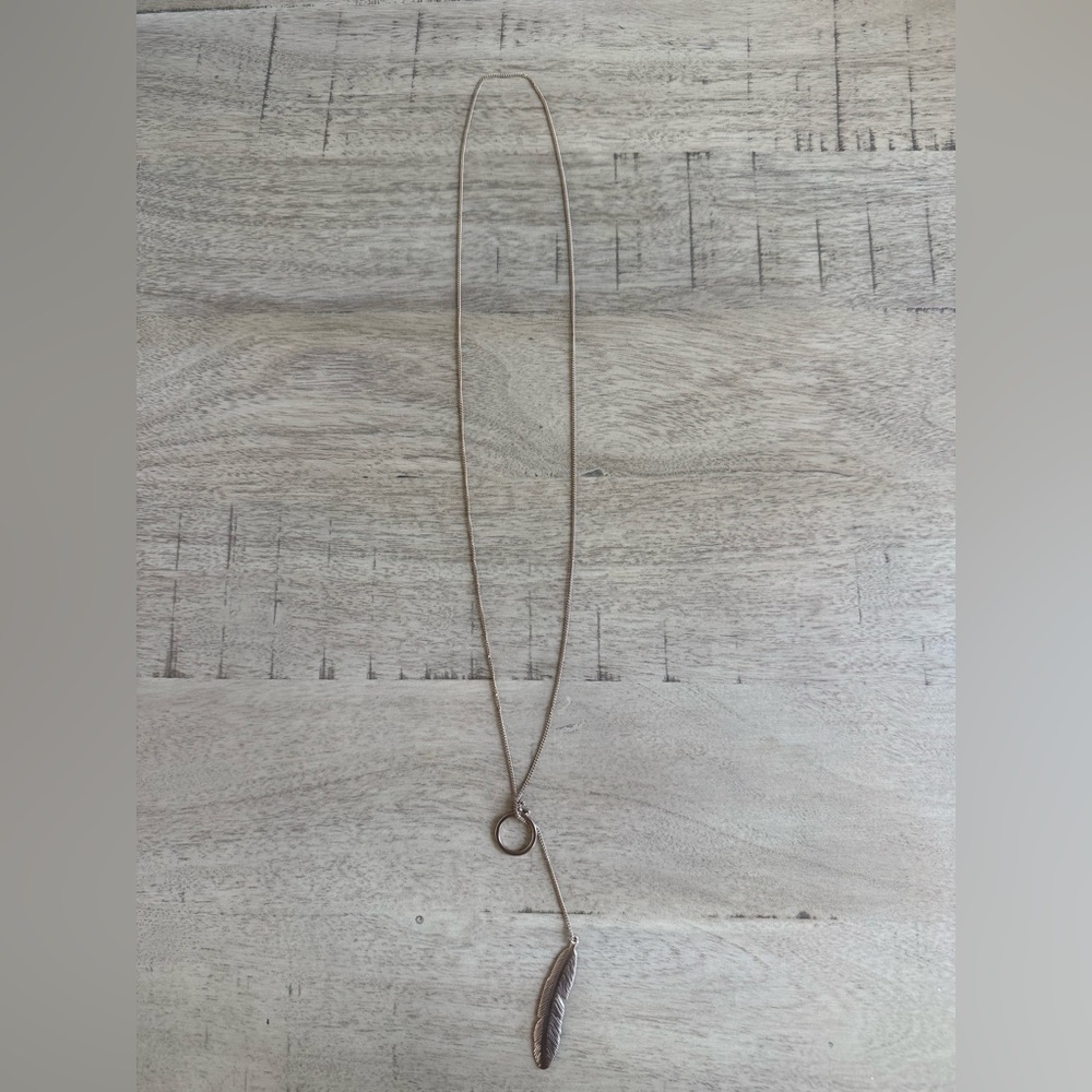 Rose Gold Feather Pendant Necklace